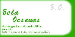 bela ocsenas business card